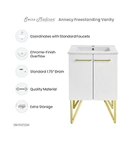 Swiss Madison Annecy 24" Freestanding Bathroom Vanity in Galaxy White with Sink Top