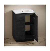 Swiss Madison24" Freestanding Bathroom Vanity in Black Oak with 3-Hole Centerset Sink Top