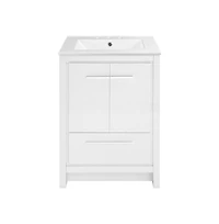 Swiss Madison Virage 24 in. White Bathroom Vanity With White, 3-Hole Ceramic Sink Top