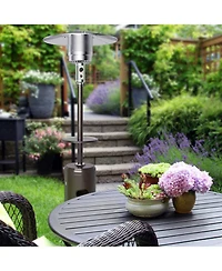 Outdoor Heater Propane Standing Lp Gas Steel with Table and Wheels