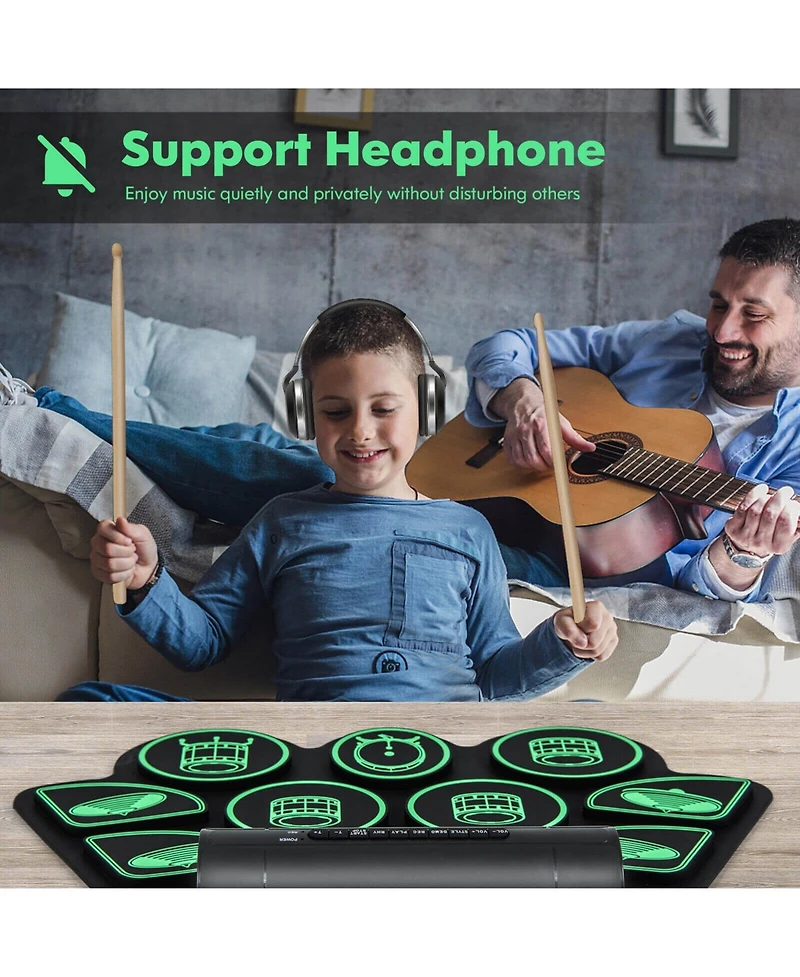 Mecale Electronic Drum Set with 2 Build-in Stereo Speakers for Kids