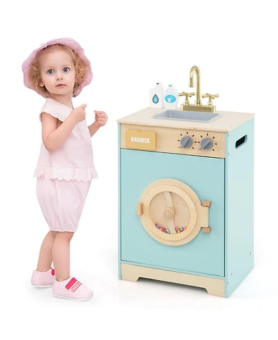 Kids Washer Playset Toy Washing Machine with Laundry Detergent