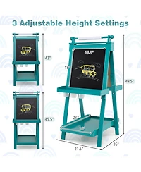 3-in-1 Double-sided Art Easel with Chalkboard and Magnetic Whiteboard