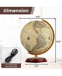 Mecale 8 Inch Illuminated World Globe Night Light up Globe Lamp with Wooden Stand and Hd Map
