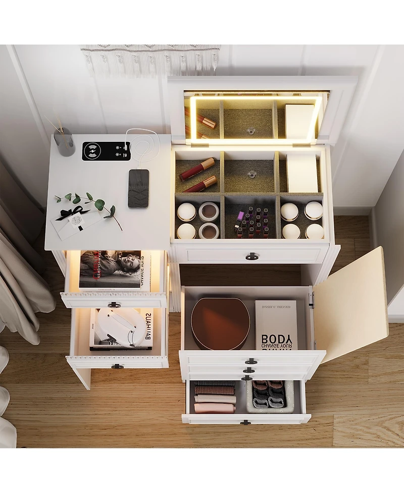 Vlsrka Vanity Makeup Desk with Mirror and Lights