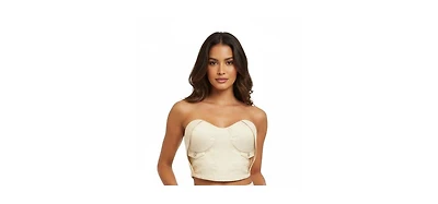 Jendue Women's Chaby Light Denim Corset Crop Top | Strapless Bustier