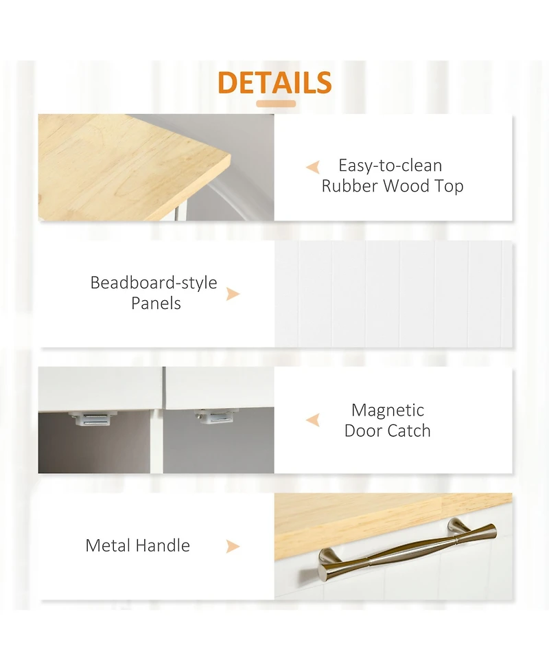 Homcom 41" Kitchen Storage Utility Island w/ Wheels, Drawers & Towel Rack,