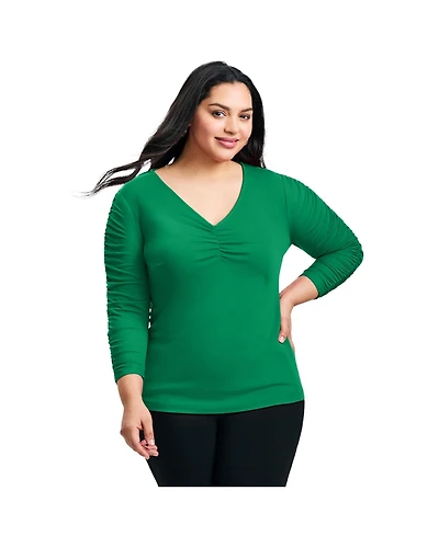 Avenue Women's Naomi V Neck Gathered Sleeve Top