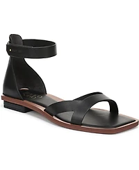 Franco Sarto Women's Elisa Open Square Toe Ankle Strap Flat Sandals