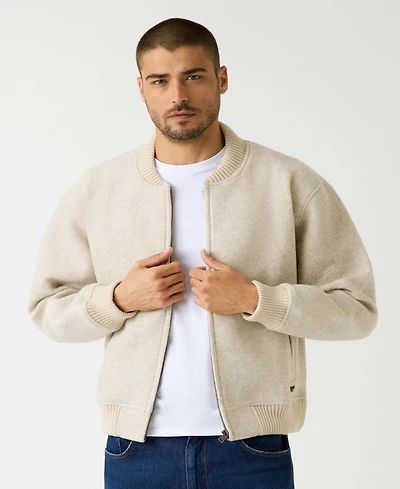Guess Men's Scuba Melange Long Sleeve Bomber Jacket