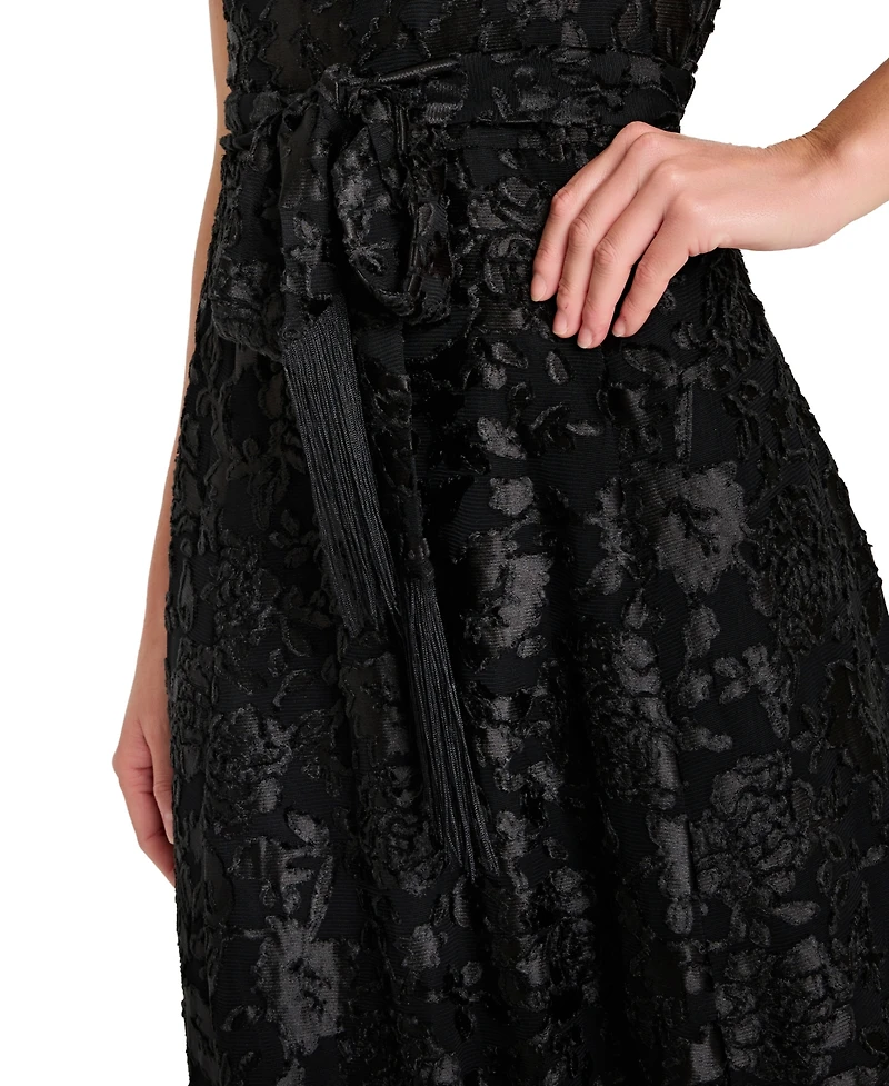 Tahari Asl Women's Puff Short-Sleeve Burnout Dress