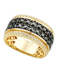Macy's Men's Diamond Ring (2 ct. t.w.) in 14k Yellow Gold Plated Sterling Silver with Black Rhodium