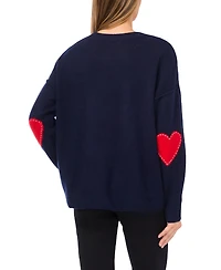 CeCe Women's Heart Elbow Patch Crewneck Sweater