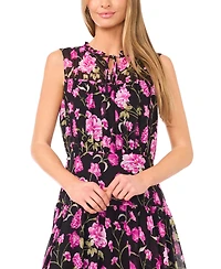 CeCe Women's Sleeveless Shirred Midi Dress