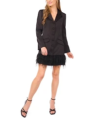 CeCe Women's Feather Trim Satin Blazer Dress