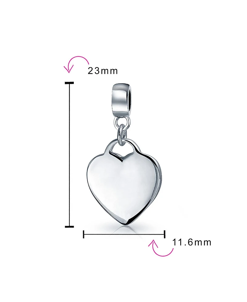 Bling Jewelry Initial Alphabet Bead Charm Heart Tag Dangle Sterling Silver for European Bracelet