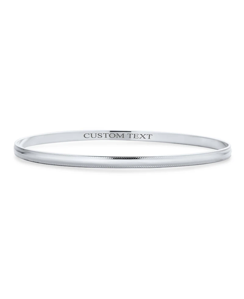 Bling Jewelry Plain Simple Dome Milgrain Edge Layering Stacking 3MM Shinny Sterling Silver RoundBangle Bracelet