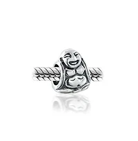 Bling Jewelry Set of 2 Live Laugh Love Mantra & Asian Laughing Buddha Charm Bead Sterling Silver