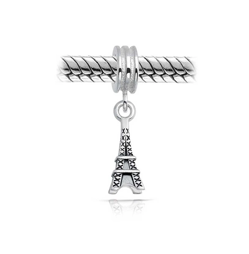 Bling Jewelry Set of 2 London Travel Suitcase Luggage & Paris Eiffel Tower Dangle Charm Bead Sterling Silver