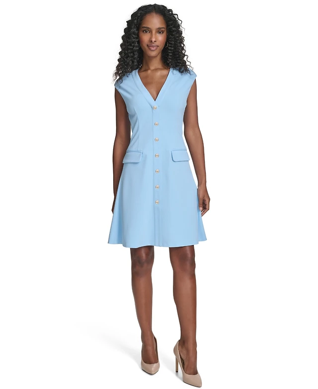 Tommy Hilfiger Women's V-Neck Fit and Flare Dress | MainPlace Mall Tommy Hilfiger Women's V-Neck Fit and Flare Dress | MainPlace Mall