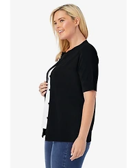 Woman Within Plus Perfect Elbow-Length Sleeve Cardigan