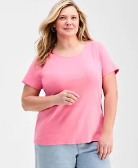 Style & Co Women's Plus Short-Sleeve Scoop-Neck Top