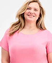 Style & Co Women's Plus Short-Sleeve Scoop-Neck Top