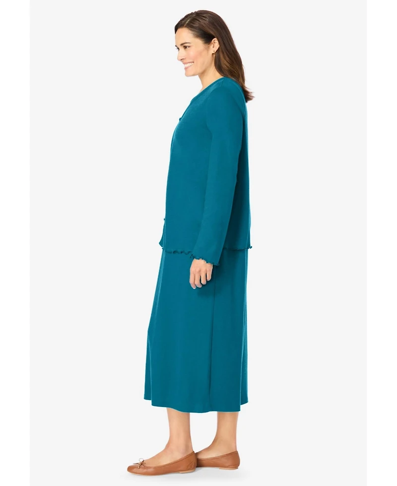 Woman Within Women's Lettuce Trim Knit Jacket Dress