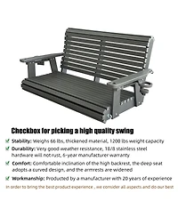 2-Seater 4 Ft Hdpe Porch Swing, for Outdoor Patio Garden Yard (Darknight Black)