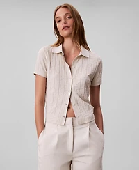 Calvin Klein Jeans Women's Monogram Logo Jacquard Polo Top