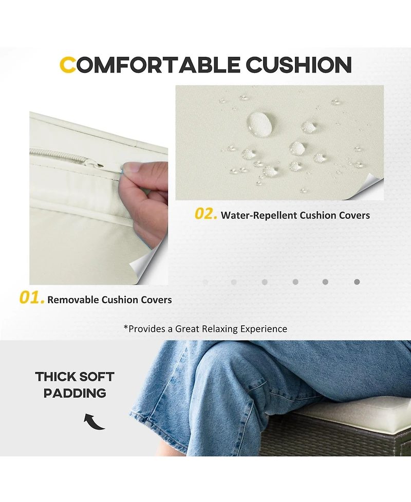 Outsunny 7pcs Outdoor Patio Wicker Conversation Set, Sectional Sofa