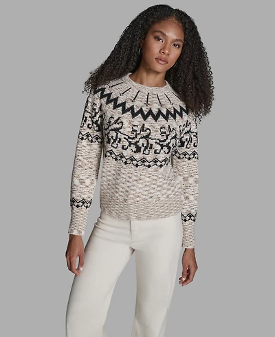 Bcbg Women's Crewneck Fair Isle Sweater