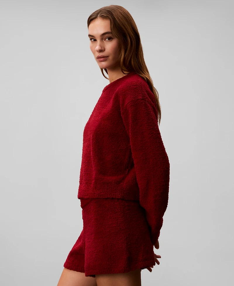 Calvin Klein Women's Cropped Plush Lounge Sweatshirt