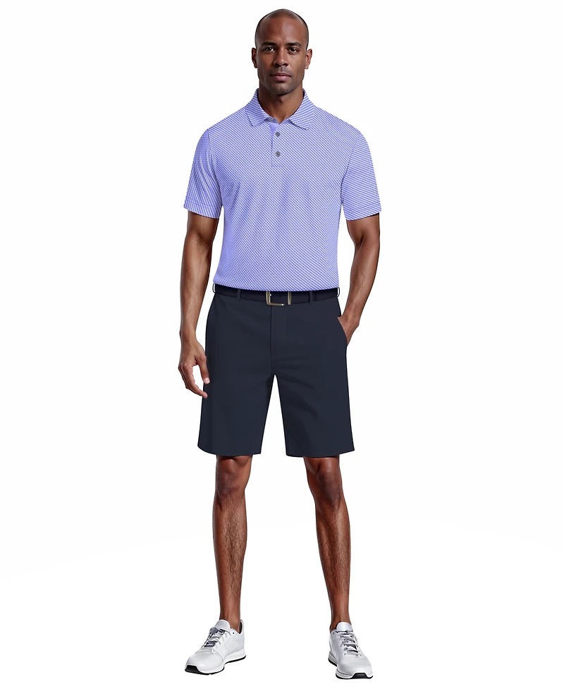 Pga Tour Men's Micro Geometric Print Short-Sleeve Golf Polo Shirt