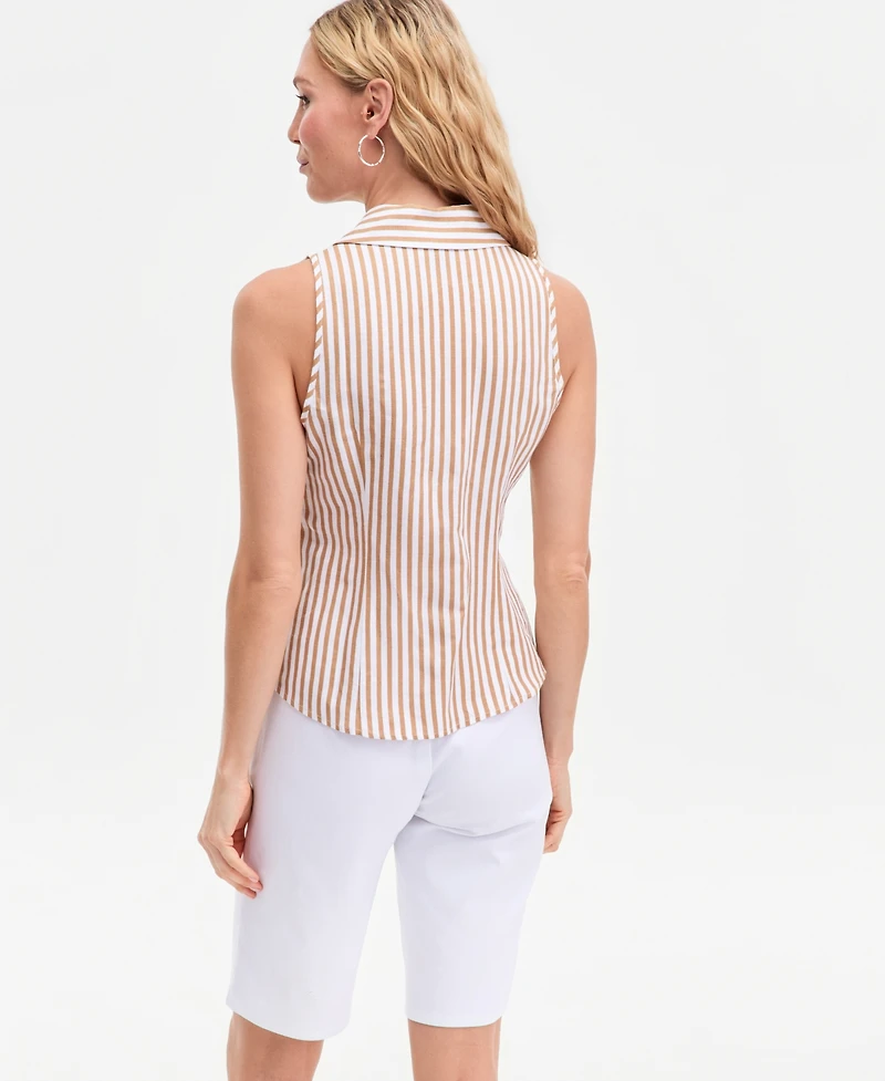 I.n.c. International Concepts Women's Collared Sleeveless Button-Front Top, Macy's Exclusive