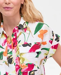I.n.c. International Concepts Women's Printed Pocket-Front Short-Sleeve Top, Macy's Exclusive
