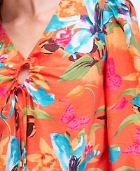 I.n.c. International Concepts Women's Floral-Print Keyhole Blouse, Macy's Exclusive