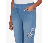 Alfred Dunner Petite Hilton Head Floral Applique Detail Pants