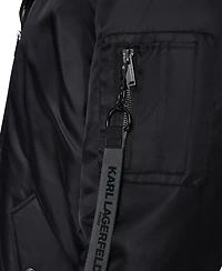 Karl Lagerfeld Paris Men's Embroidered Signature Hooded Bomber