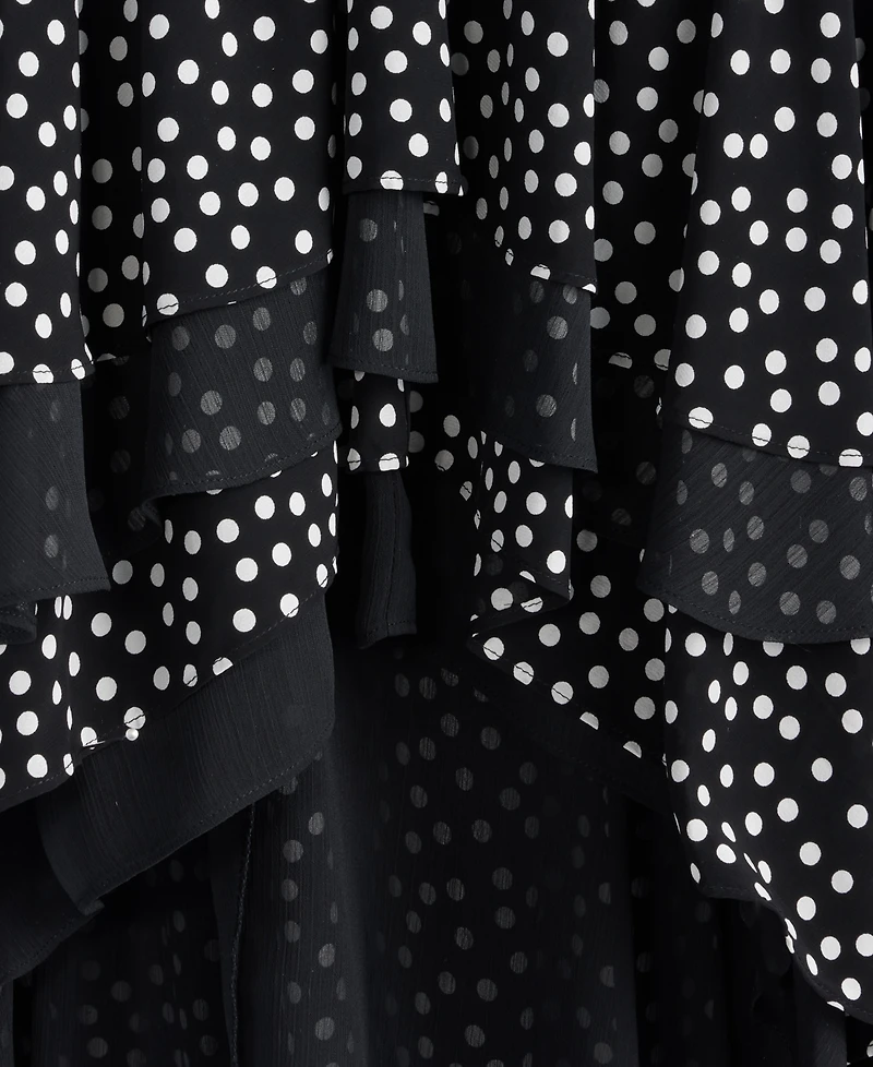 I.n.c. International Concepts Women's Chiffon Dot-Print High-Low Maxi Skirt, Macy's Exclusive - Lilia Dots