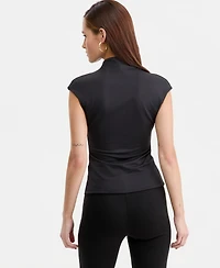 Bar Iii Women's Short-Sleeve Side-Ruched Top, Macy's Exclusive