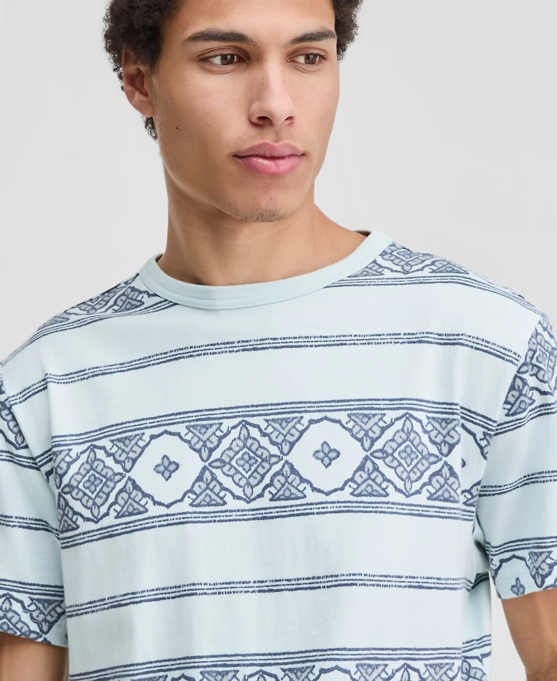 Sun + Stone Men's James Short-Sleeve Striped Geometric Print T-Shirt, Macy's Exclusive
