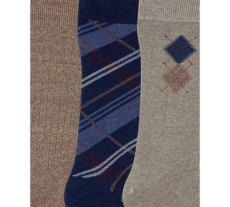 Gold Toe Men's 3-Pack Brooks Argyle Reinforced Toe Crew Socks