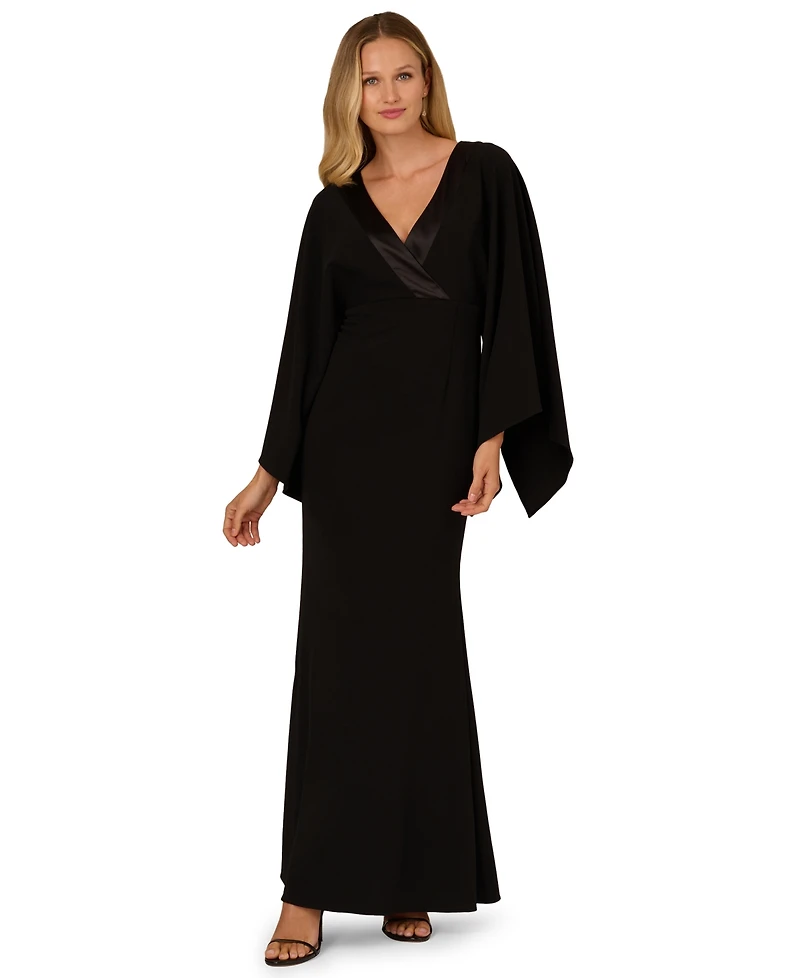 Adrianna Papell Women's V-Neck Crepe Gown