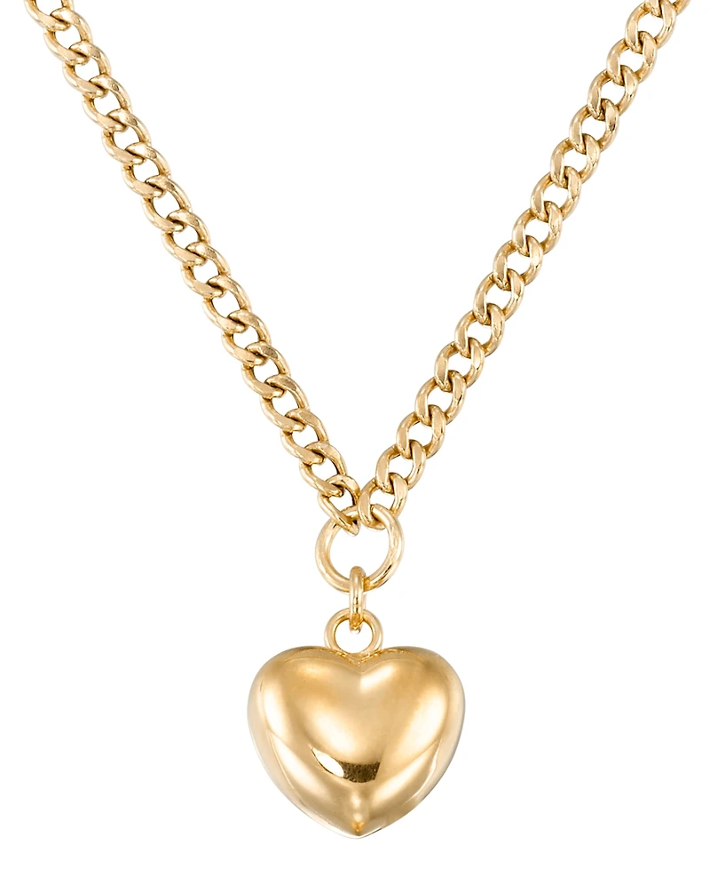 Macy's Extender Puff Heart Necklace in 18K Yellow Gold Over Sterling Silver