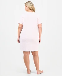 Charter Club Plus Size Cotton Ditsy Floral Henley Sleepshirt, Created for Macy's