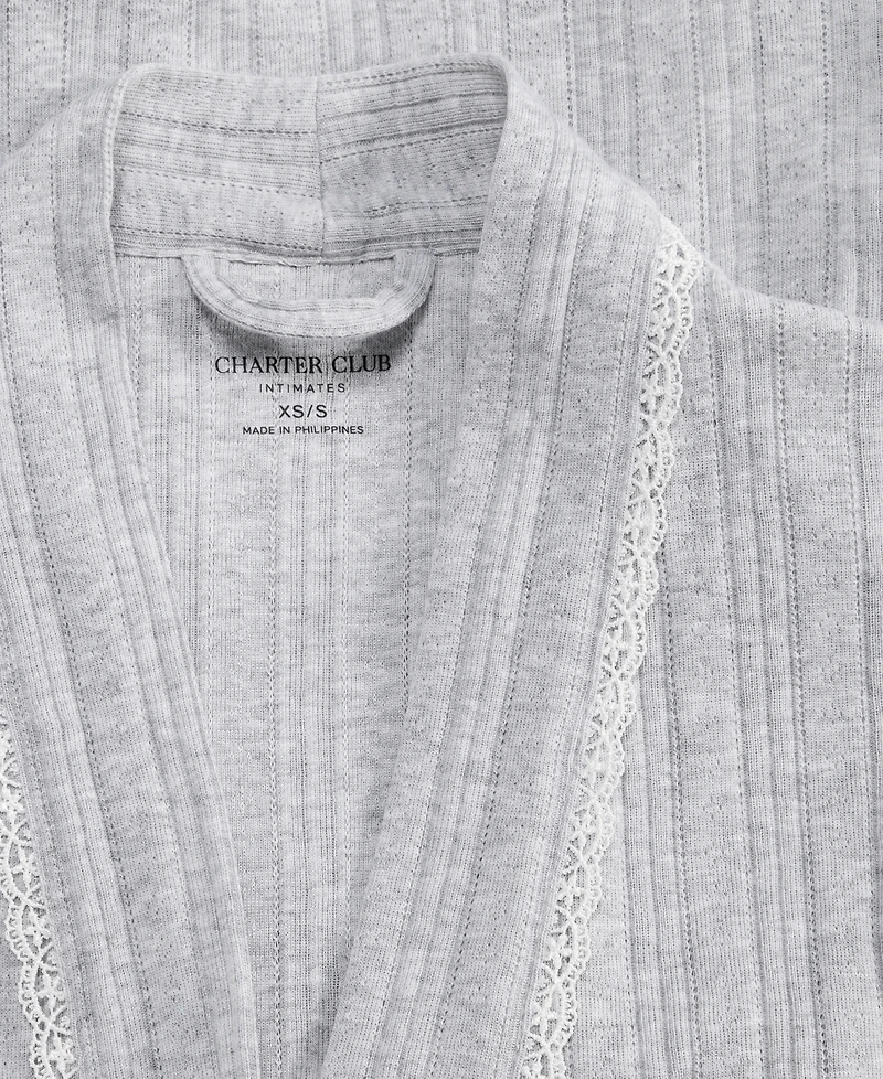 Charter Club Women's Lace-Trim Pointelle Robe, Macy's Exclusive