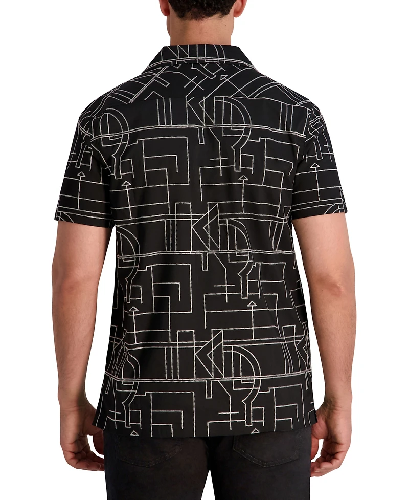 Karl Lagerfeld Paris Men's Camp Collar Woven Shirt