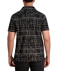 Karl Lagerfeld Paris Men's Camp Collar Woven Shirt