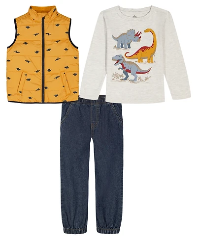 Kids Headquarters Boys 2T-7 Sleeveless Vest, T-Shirt and Pants, 3-Piece Set